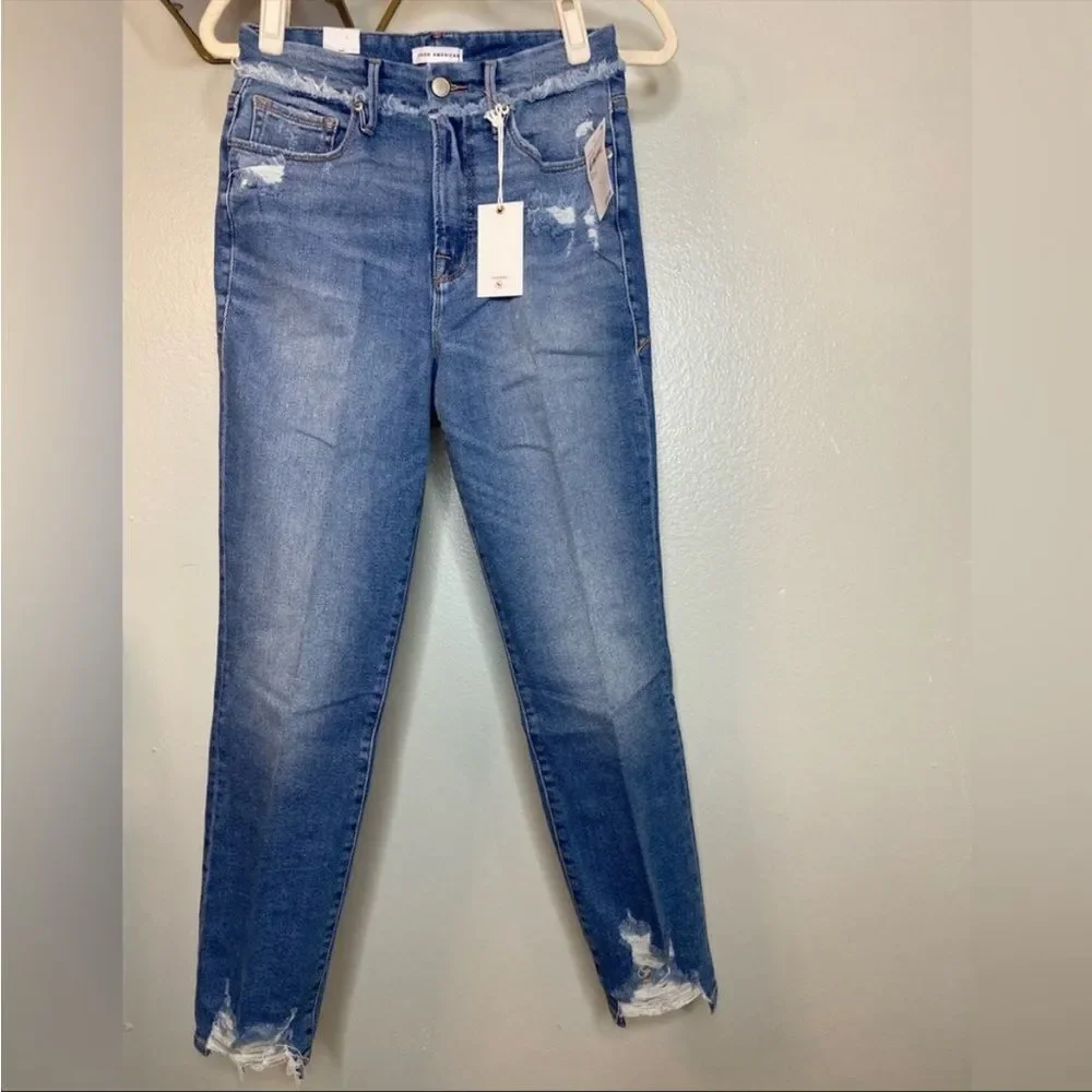 NWT good American good legs straight 6/28 in blue‎ 618